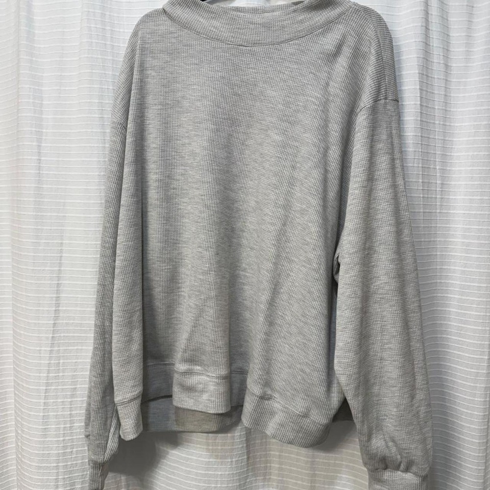Parke gray waffle mockneck sweatshirt in XXL